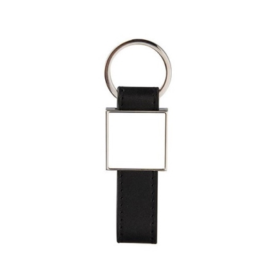 Square keychain with an elongated eco-leather pad for printing